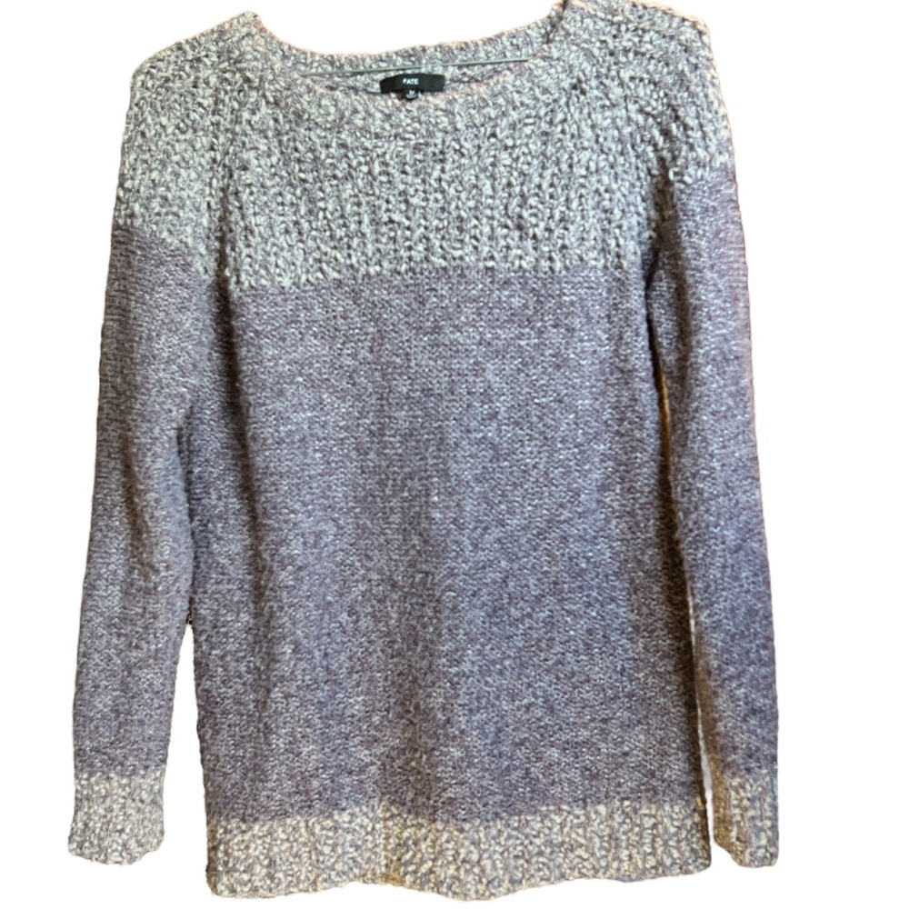 Fate Lavender and Cream Colorblock Crewneck Sweater